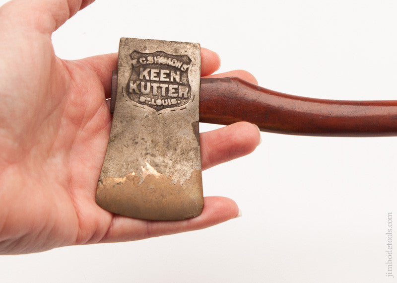 KEEN KUTTER Advertising Brass with Nickel Miniature Embossed Axe  3 1/4 x 10 inches