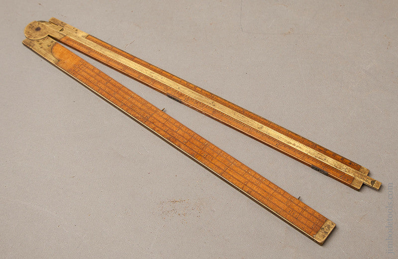 Rare! Type One A. STANLEY & CO. No. 14 Carpenter's Slide Rule with Gunter's Scales -- Fine and Flawless!