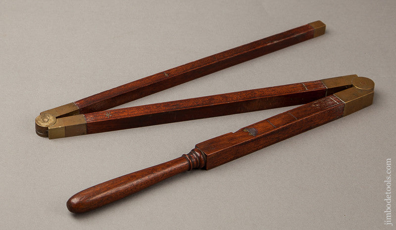 33 3/4 inch Brass Tipped Cuban Mahogany Folding Cask Gauge Rule