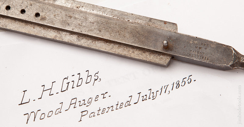 Rare! GIBBS July 17, 1855 Patent 8 3/4 inch Adjustable Auger Bit 