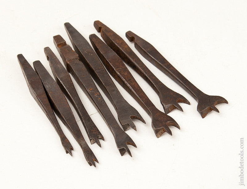Working Set of Eight 19th Century Center Bits for Bit Brace