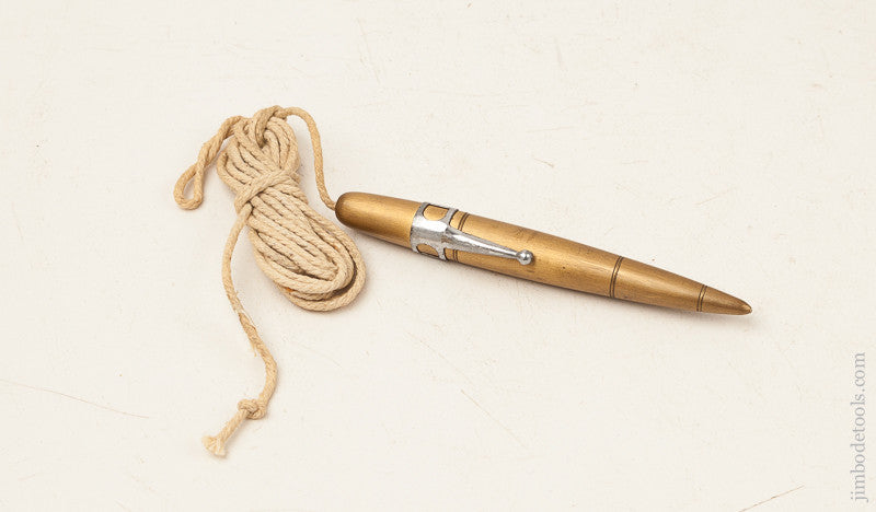 Rare! Signed 4 1/2 inch SCHRADER Brass Pocket Plumb Bob with Pencil Clip