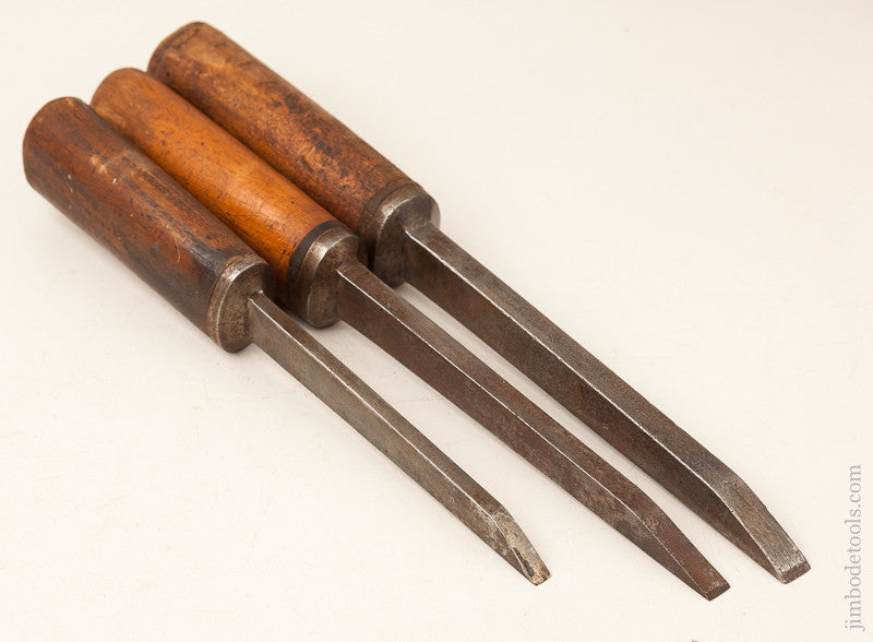 Three I SORBY Pig Sticker Mortise Chisels