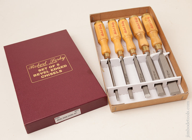 DEAD MINT! Set of Five ROBERT SORBY No. 5167 Bevel Edged Chisels NEW OLD STOCK in Original Box!