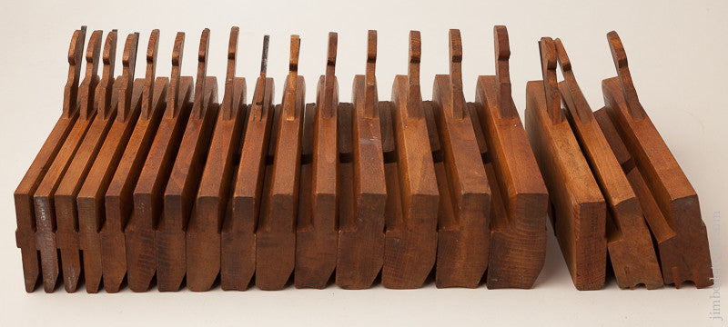 Crisp Set of 15 Hollows & Rounds Molding Planes WITH Two Side Bead Molding Planes and One Rabbet Plane ALL by M. CRANNE