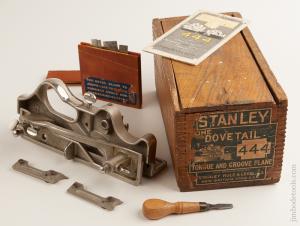 STANLEY No. 444 Dovetail Tongue & Groove Plane 100% COMPLETE & FINE in Original Box