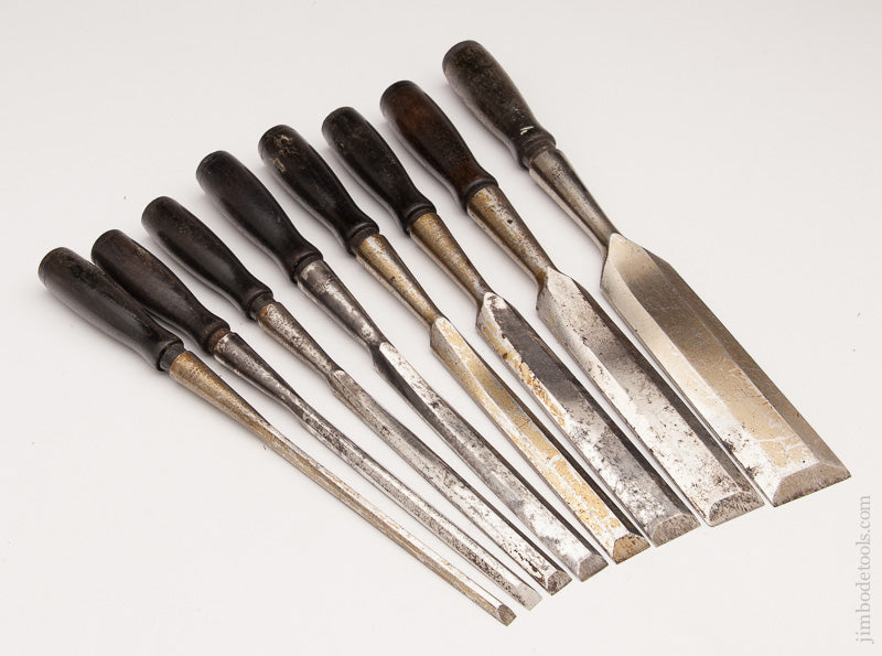 Extra Fine! Set of Eight Bevel Back Chisels by WINCHESTER - 60789Rr