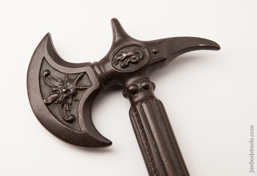 Early Ceremonial Iron Battle Axe with Fluted Rosewood Handle -- 62664U