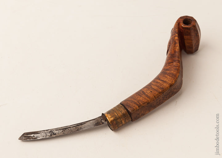 Awesome Burl Ornately Carved 9 5/8 inch Crooked Knife - 65338U