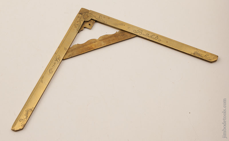 Sensational! 6x6 inch Brass Folding Square and Level by MICHAEL BUTTERFIELD circa 1680-1724 PARIS - 66516U