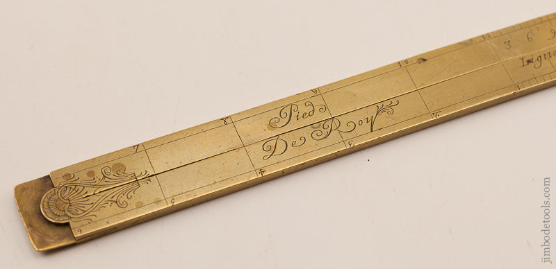 Sensational! 6x6 inch Brass Folding Square and Level by MICHAEL BUTTERFIELD circa 1680-1724 PARIS - 66516U