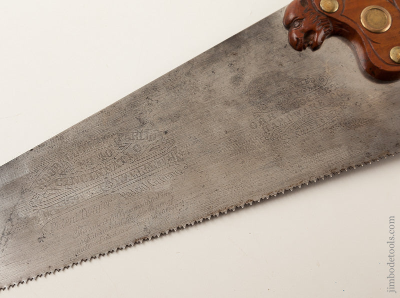 The Finest Panther Saw Handle We Have Ever Seen! by WOODROUGH & MCPARLIN CINCINNATI with 18 inch Blade - 66881U