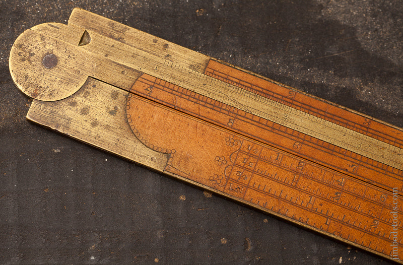 Rare! Type One A. STANLEY & CO. No. 14 Carpenter's Slide Rule with Gunter's Scales -- Fine and Flawless! - 68244U
