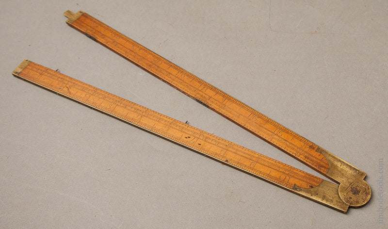 Rare! Type One A. STANLEY & CO. No. 14 Carpenter's Slide Rule with Gunter's Scales -- Fine and Flawless! - 68244U