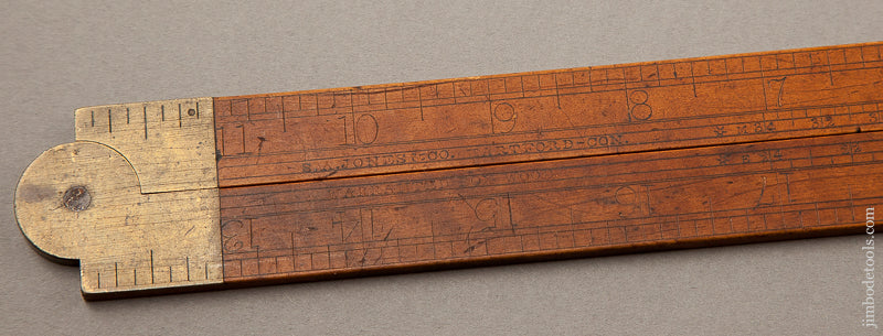 Rare and Early! S.A. JONES & CO. HARTFORD Boxwood Two Legged Rule with Steel Tips G+ 69868