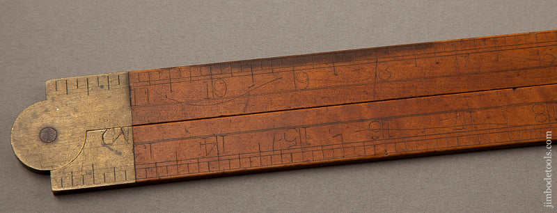 Rare and Early! S.A. JONES & CO. HARTFORD Boxwood Two Legged Rule with Steel Tips G+ 69868