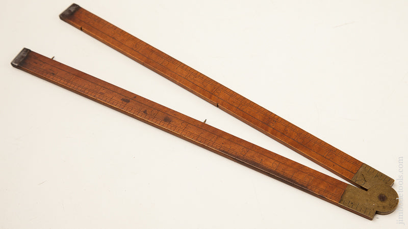 Rare and Early! S.A. JONES & CO. HARTFORD Boxwood Two Legged Rule with Steel Tips G+ 69868