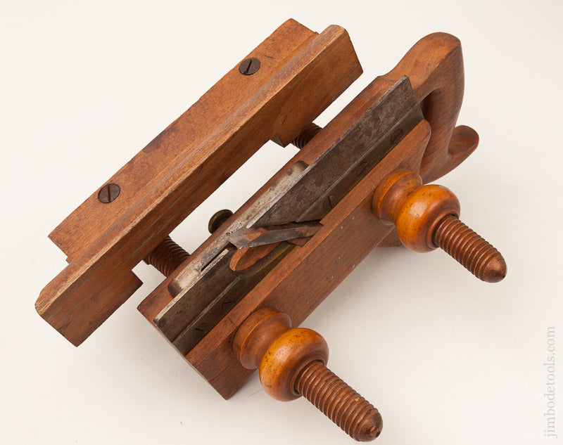Extra Fine Handled Beech Screw Arm Plow Plane with Boxwood Arms and Nuts by A. HOWLAND AUBURN NY circa 1869-74 - 70096