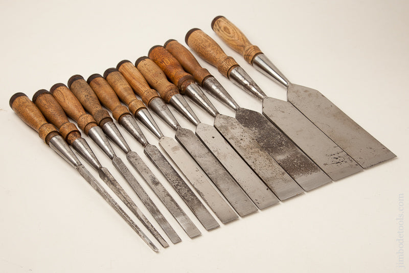 Great Extra Fine! G.I. MIX Socket Firmer Chisel Set of Twelve in Original Box - 70333