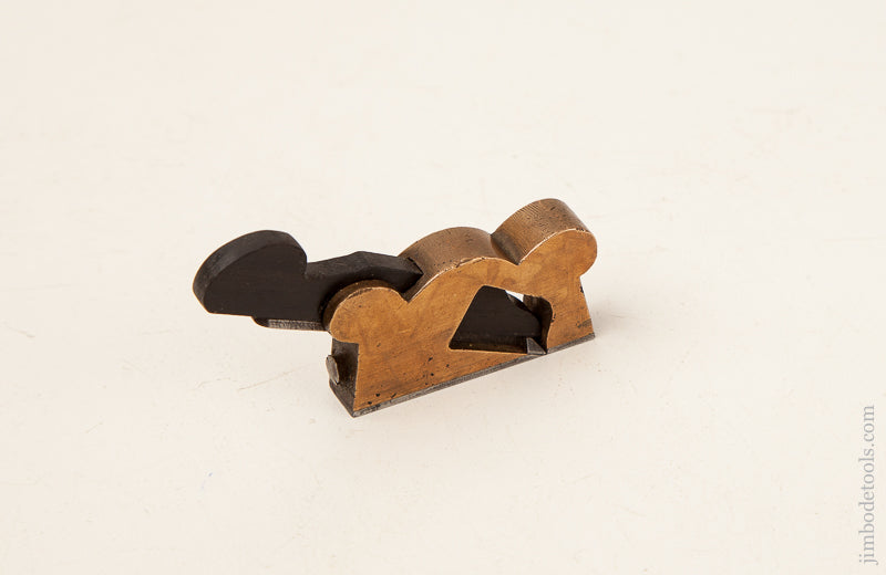 Adorable 1 7/8 x 7/16 inch Miniature Brass and Ebony Rabbet Plane with Steel Sole * 70784U