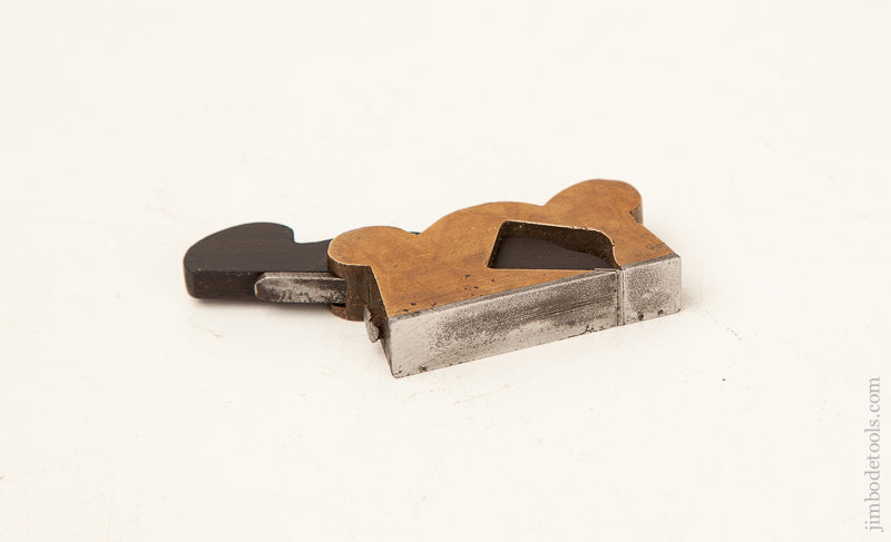 Adorable 1 7/8 x 7/16 inch Miniature Brass and Ebony Rabbet Plane with Steel Sole * 70784U