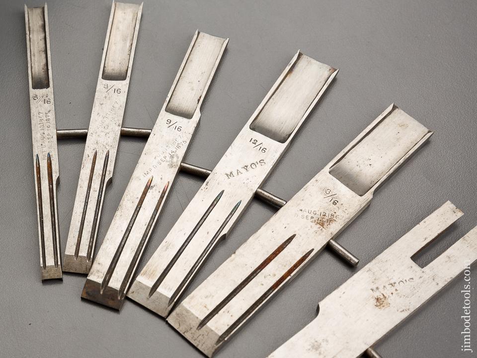MINT Set of Six MAYO'S (PHILLIP's Patent) Double Ended Plow Plane Irons - 71570