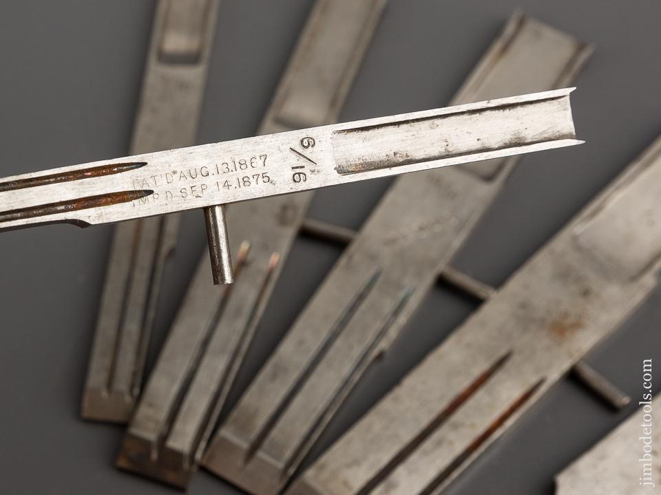 MINT Set of Six MAYO'S (PHILLIP's Patent) Double Ended Plow Plane Irons - 71570