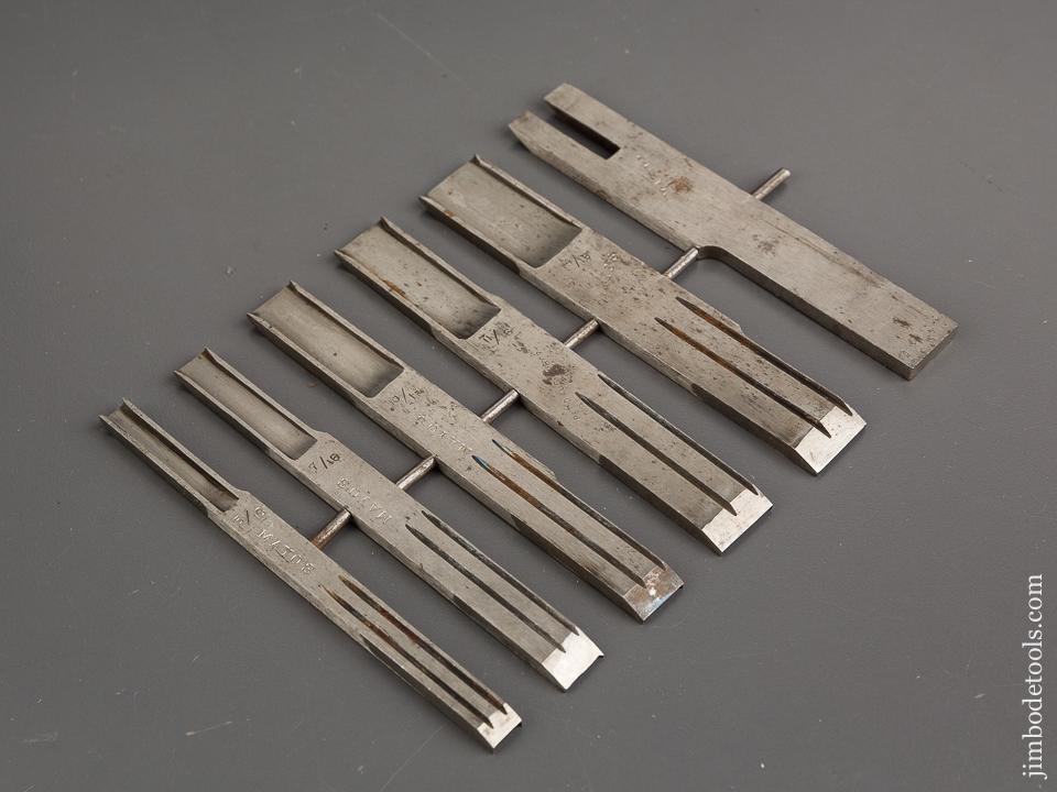 MINT Set of Six MAYO'S (PHILLIP's Patent) Double Ended Plow Plane Irons - 71570
