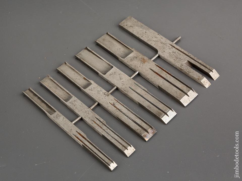 MINT Set of Six MAYO'S (PHILLIP's Patent) Double Ended Plow Plane Irons - 71570