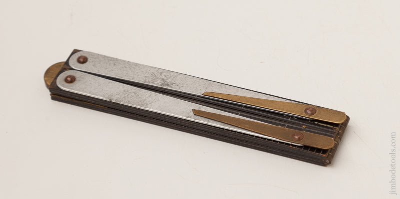 Crisp NEAR MINT Ebonized Boxwood Two Foot Four Fold Rule with Articulating Dividers Attached to the Back Legs - 72027U