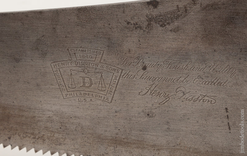Early 5 point 28 inch Rip DISSTON D8 Hand Saw circa 1888 - 72248