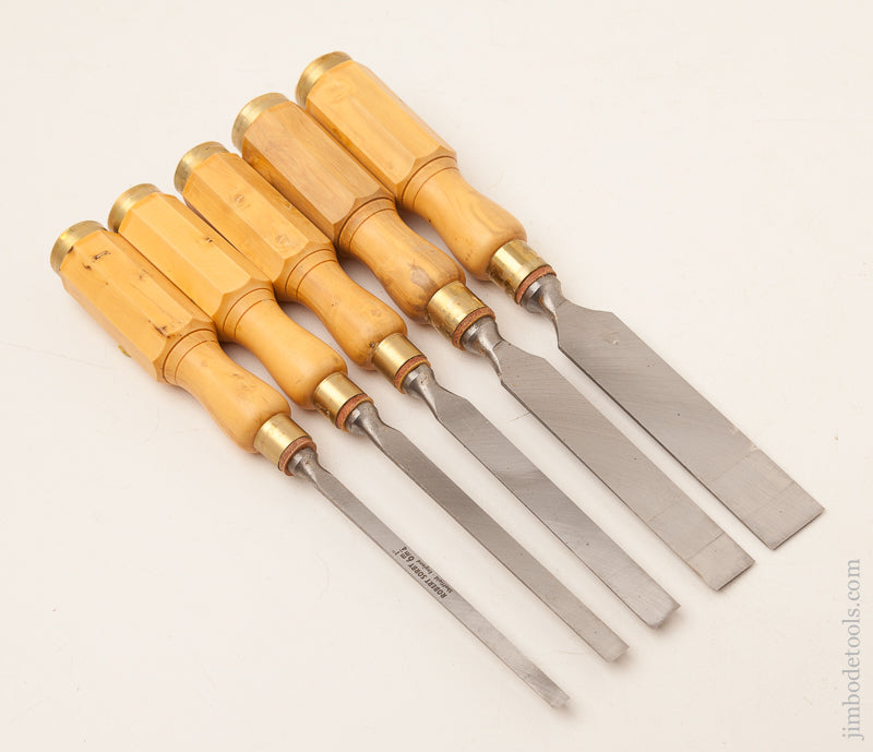 DEAD MINT! Set of Five ROBERT SORBY No. 5167 Bevel Edged Chisels NEW OLD STOCK in Original Box! - 72959