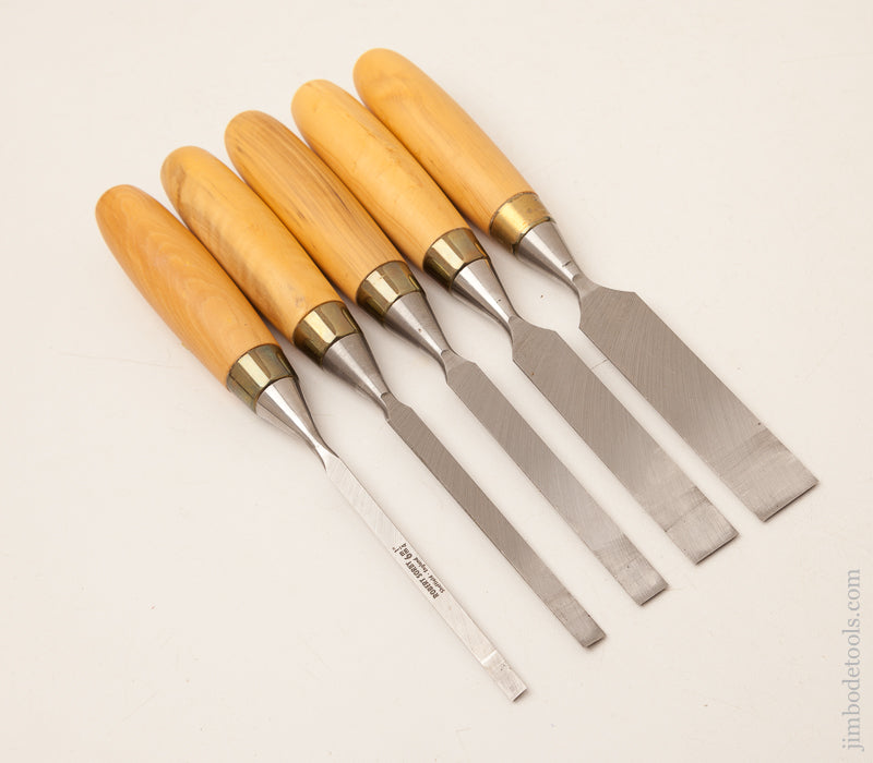 DEAD MINT! Set of Five ROBERT SORBY No. 5510 Bevel Edged Chisels NEW OLD STOCK in Original Box! - 72960