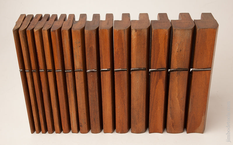 Matched Set of 15 Hollows & Rounds Moulding Planes by AMES London circa 1800-1846 EVENS - 73141R