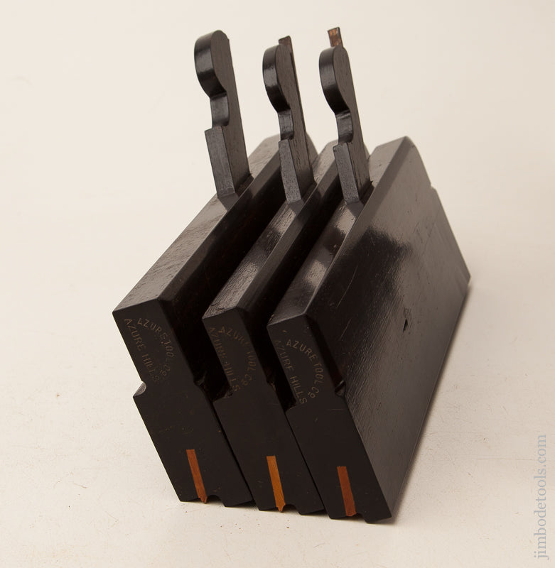 Drop Dead Stunning! NEAR MINT Graduated Set of Three EBONY Side Bead Planes with Boxwood by AZURE TOOL CO AZURE HILLS - 73633U