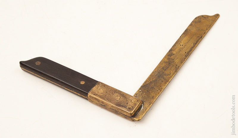 Beautiful 18th Century 7 1/2 x 6 1/2 inch Ebony and Brass Try Square - 73689R