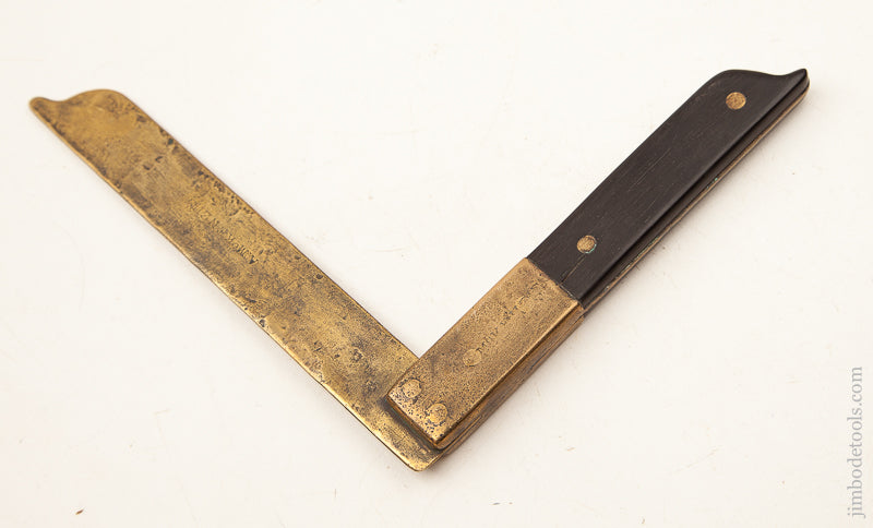 Beautiful 18th Century 7 1/2 x 6 1/2 inch Ebony and Brass Try Square - 73689R