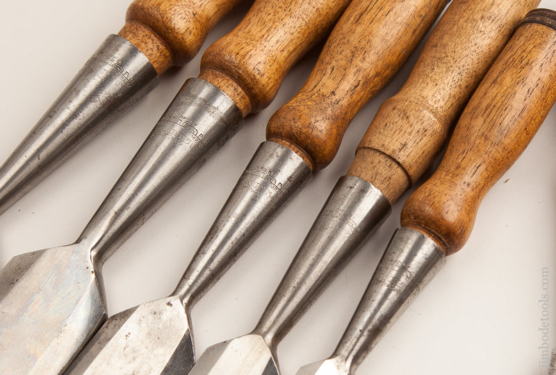 Great NEAR MINT Set of Twelve UNION Socket Firmer Chisels in Roll -- 73709