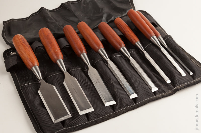 Beautiful Set of 8 WOODCRAFT WOOD RIVER Chisels in Original Roll MINT! - 75321