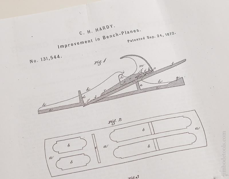 Flawless! HARDY September 24, 1872 Patent Jack Plane with Perforated Sole by BOSTON METALLIC PLANE CO - 76085U