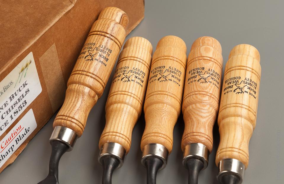 UNUSED Set of Five BUCK BROTHERS Crank Neck Chisels DEAD MINT in Original Box - 76280