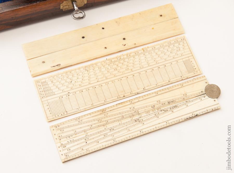 Stunning! German Silver Draughtsman's Set With Three Rules in Rosewood Box - 76851R