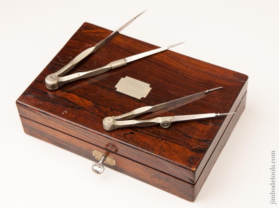 Stunning! German Silver Draughtsman's Set With Three Rules in Rosewood Box - 76851R