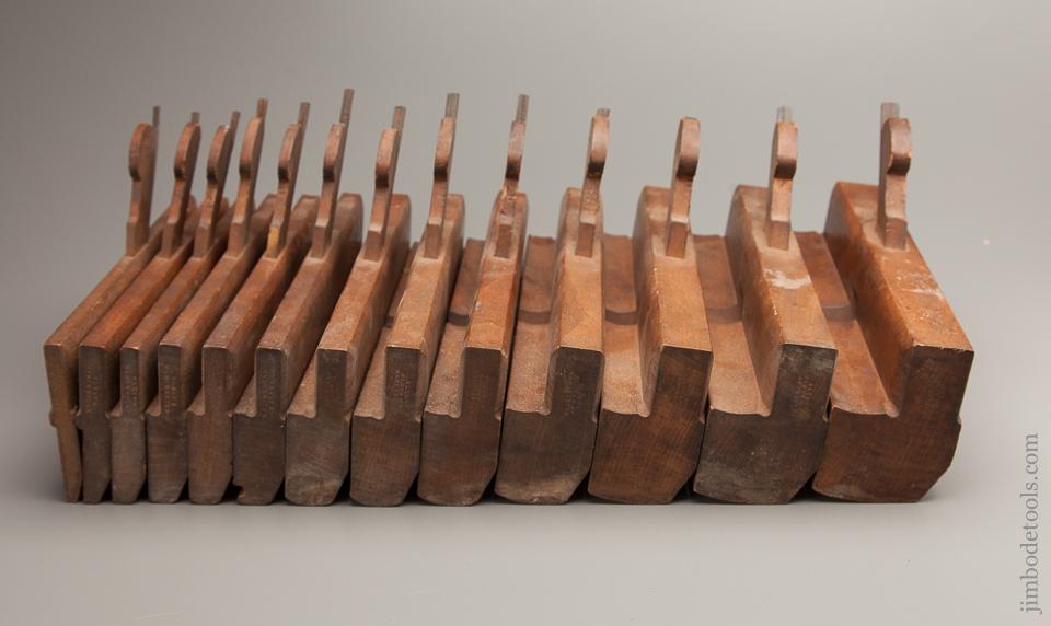 Matched Set of 13 GLEAVE MANCHESTER Round Moulding Planes circa 1832-1868 SKEWED - 76907