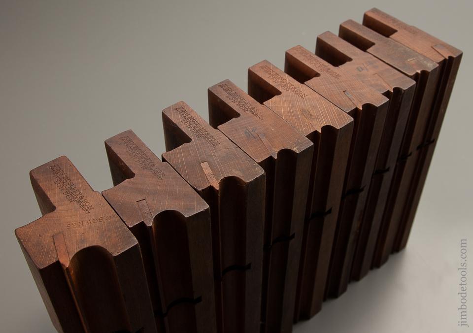 Set of Nine MOSELEY & SON Side Bead Moulding Planes circa 1862-80 54-55 BROAD ST BLOOMSBURY - 77021