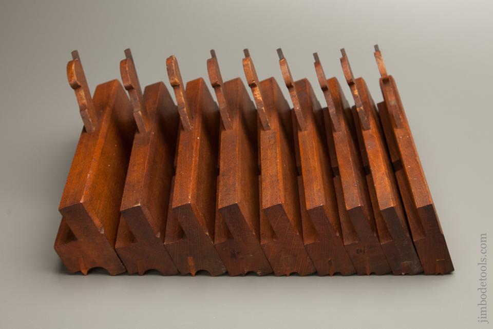 Set of Nine MOSELEY & SON Side Bead Moulding Planes circa 1862-80 54-55 BROAD ST BLOOMSBURY - 77021