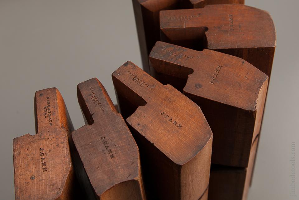 Complete Set of 18 KING & PEACH HULL Hollows & Rounds SKEWED Moulding Planes circa 1848-64 EVENS - 77131