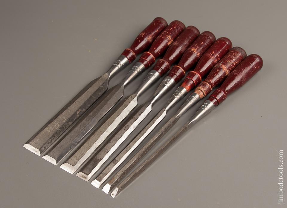 Superb Set of Seven Long STANLEY No. 720 Chisels NEAR NEW - 77208