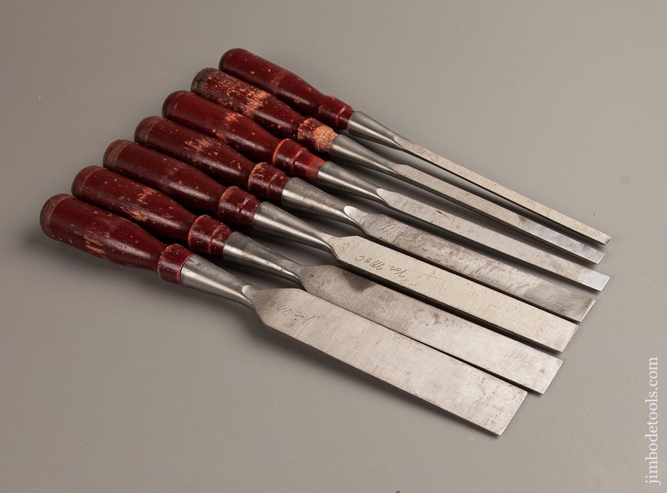 Superb Set of Seven Long STANLEY No. 720 Chisels NEAR NEW - 77208