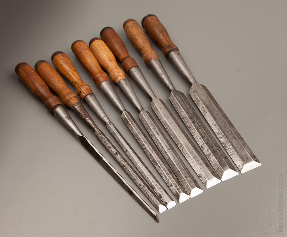 Good User Set of Eight Socket Firmer Chisels by JAMES SWAN - 77209
